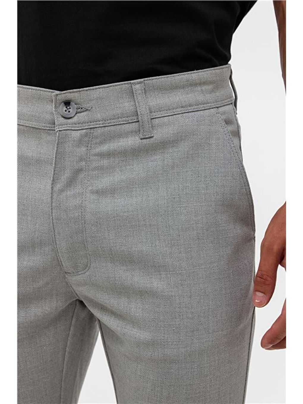 Gri Slim Desenli Pantolon-2