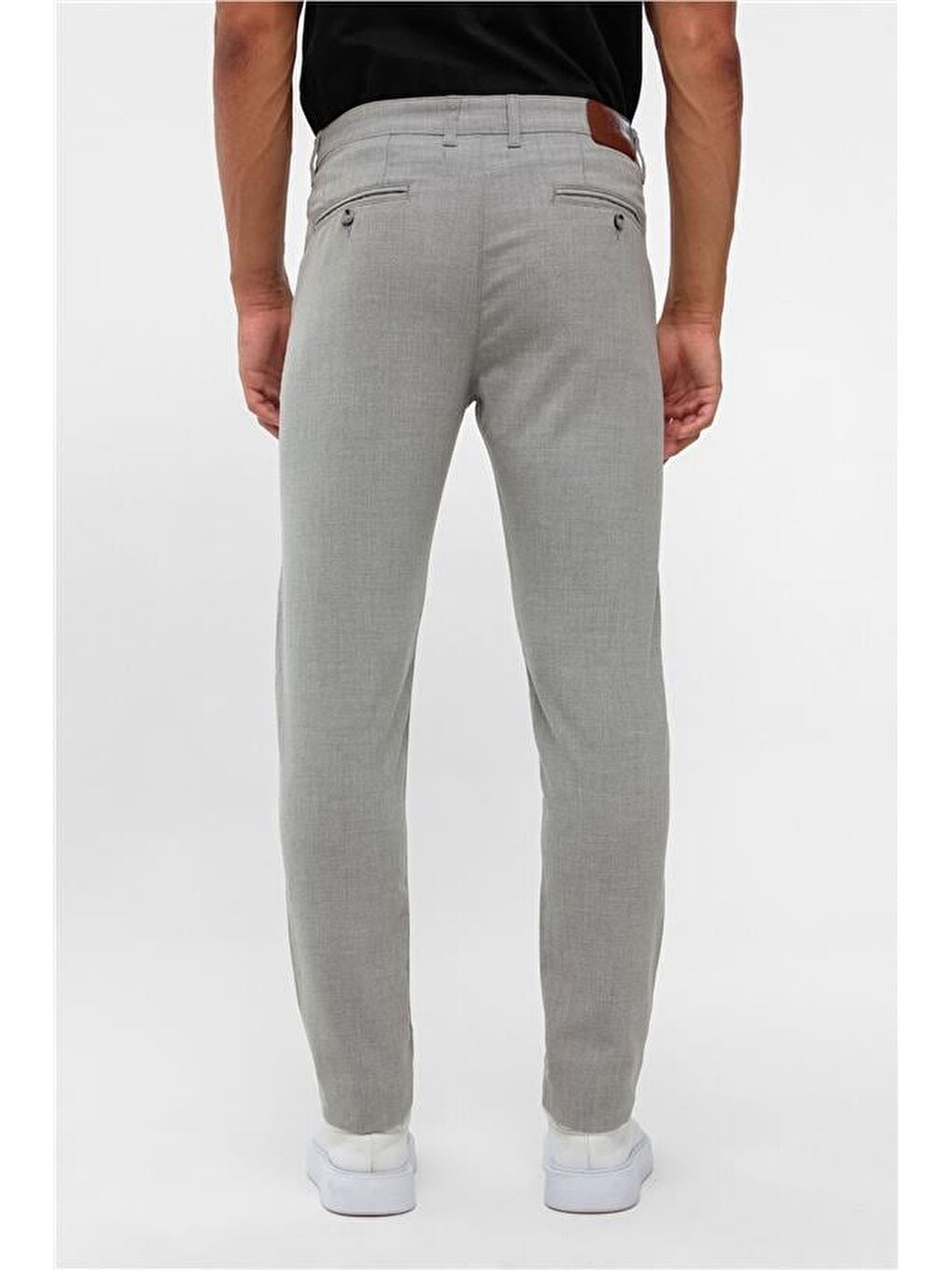 Gri Slim Desenli Pantolon-3