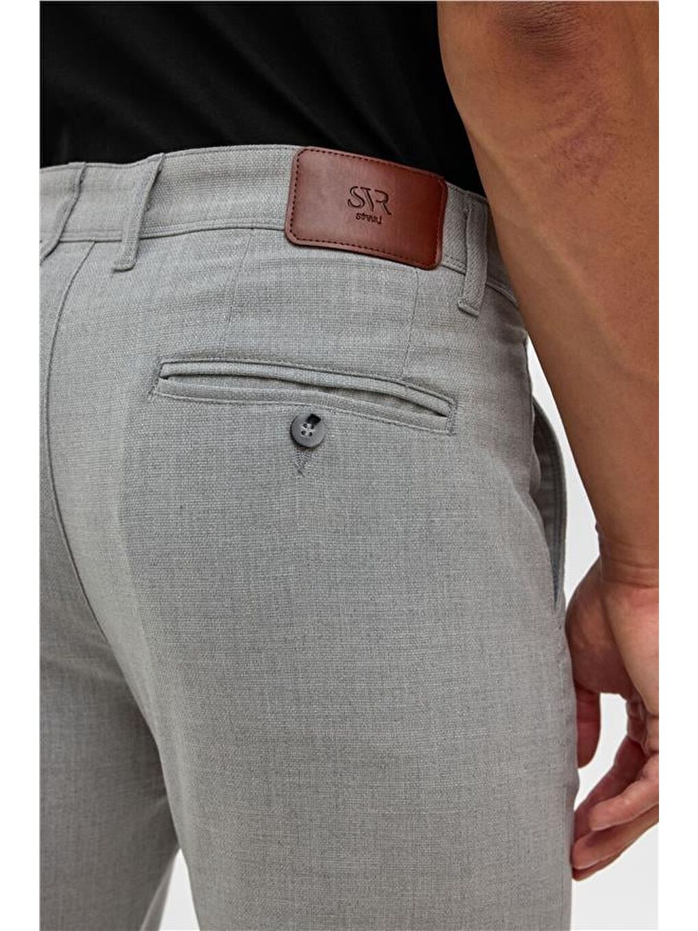 Gri Slim Desenli Pantolon-4