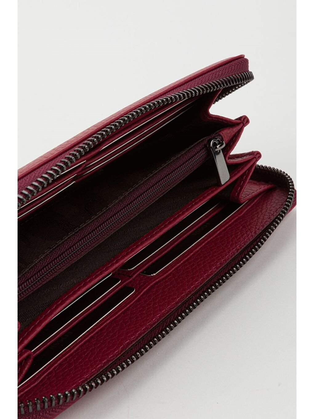 Bordo Kutulu Hakiki Deri Su Yeşili Fermuarlı Büyük Boy Kadın El Portföyü Kartlık Cüzdan-3