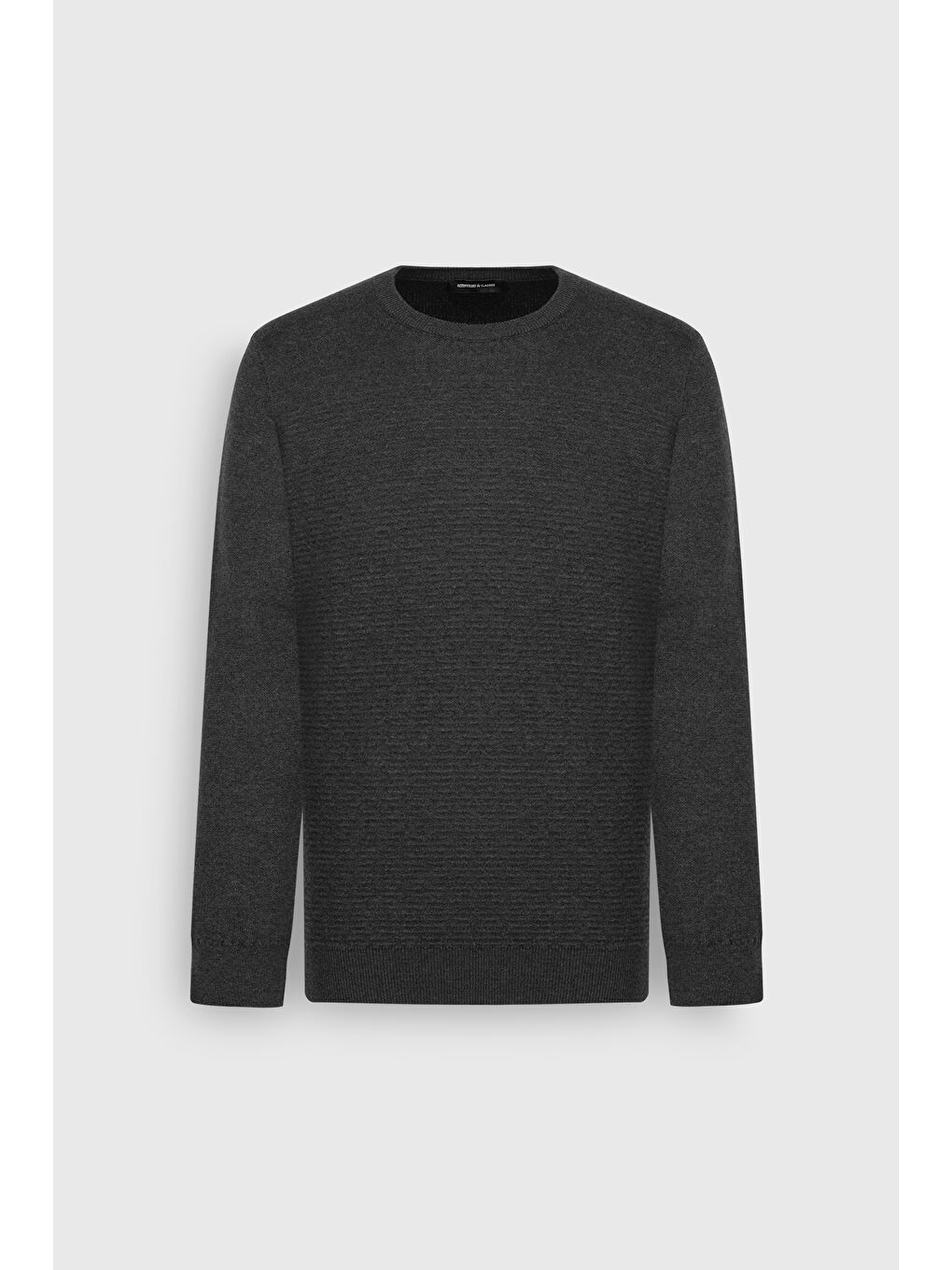 Erkek Antrasit-Melanj Pamuklu Standart Fit Normal Kesim Bisiklet Yaka Desenli Triko Kazak-6