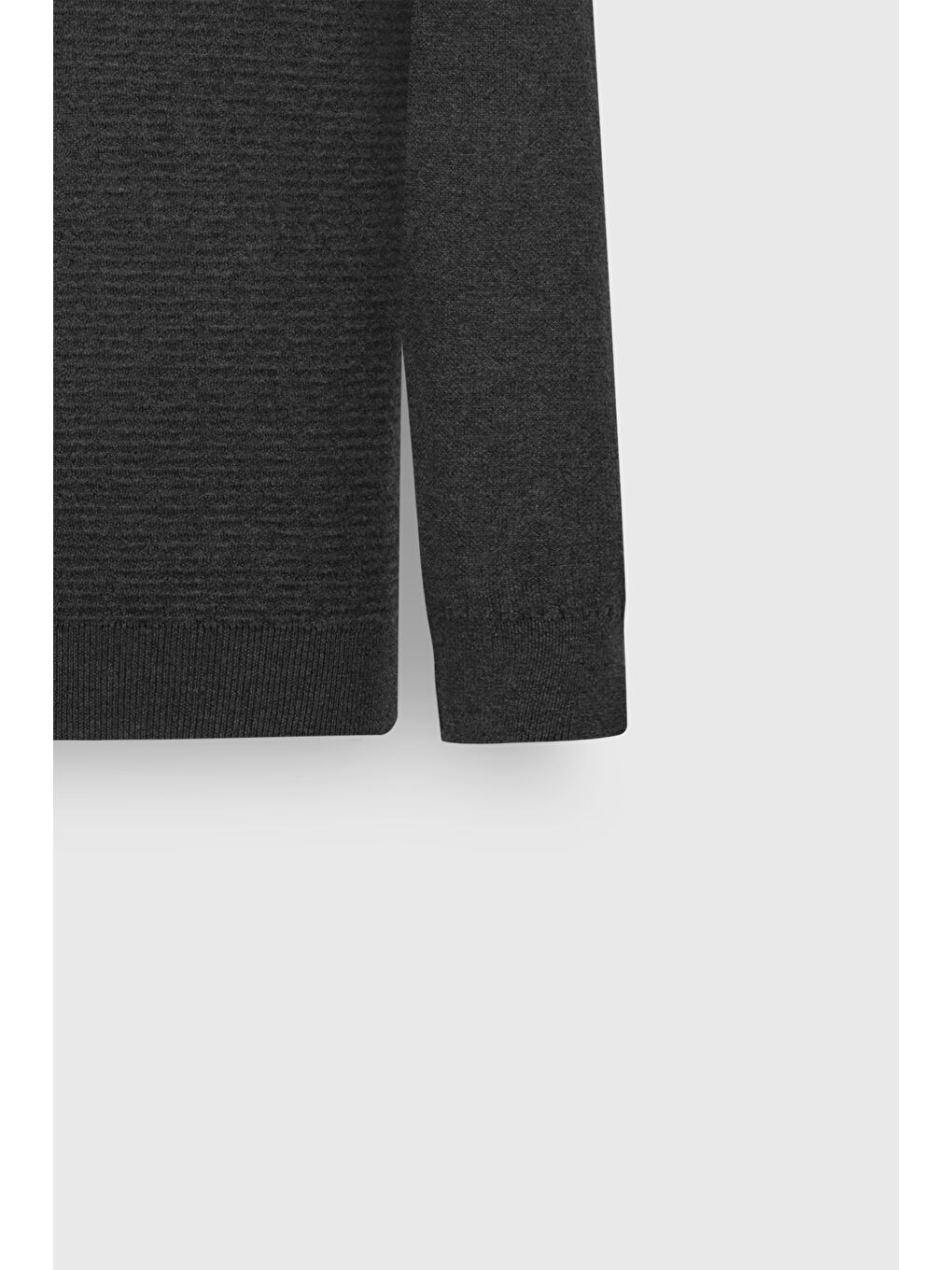 Erkek Antrasit-Melanj Pamuklu Standart Fit Normal Kesim Bisiklet Yaka Desenli Triko Kazak-8