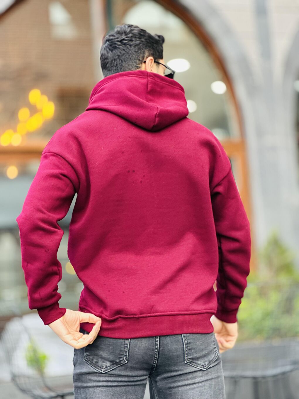 Miron Bordo Üç İplik Head Chopper Nakışlı Oversize Kapüşonlu Sweatshirt - 4