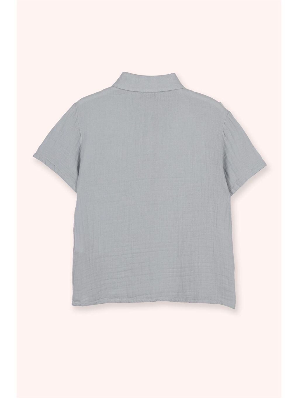 Kız Çocuk Nakışlı Müslin Gömlek Mavi