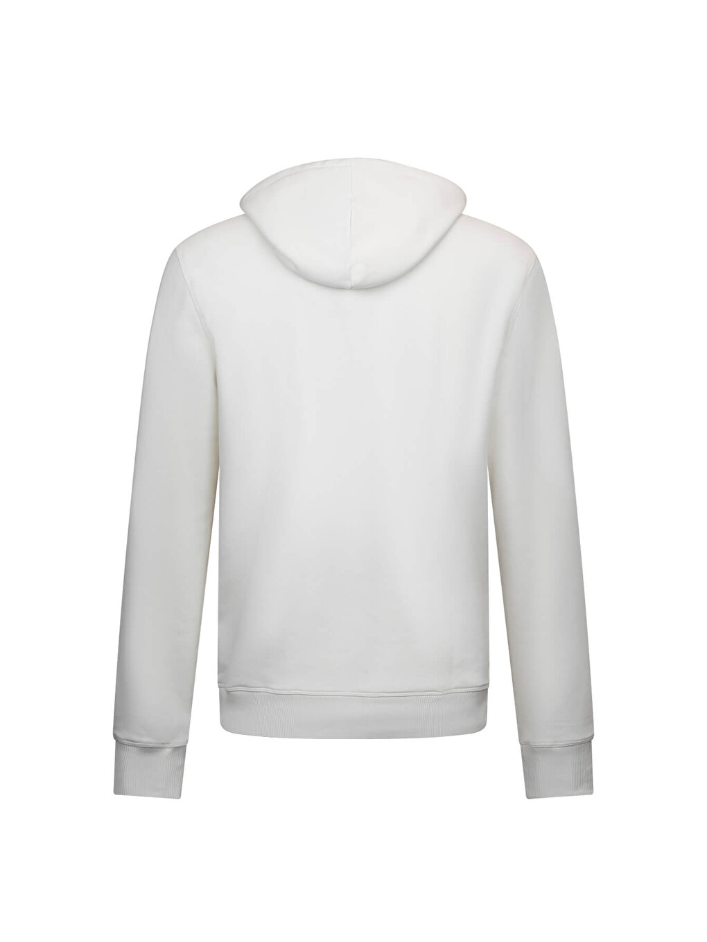 Beyaz Regular Fit Pamuklu Kapüşonlu Kanguru Cepli Sweatshirt-1