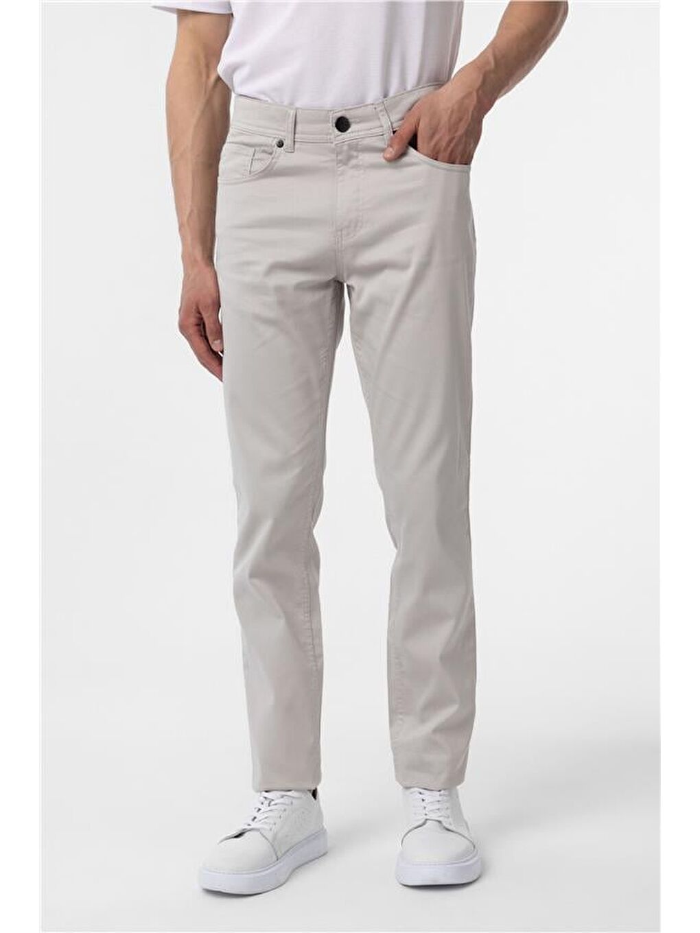 Bej Slim 5 Cep Kalıp Armürlü Pantolon-1