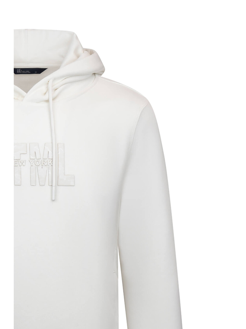 Beyaz Regular Fit Pamuklu Kapüşonlu Kanguru Cepli Sweatshirt-2