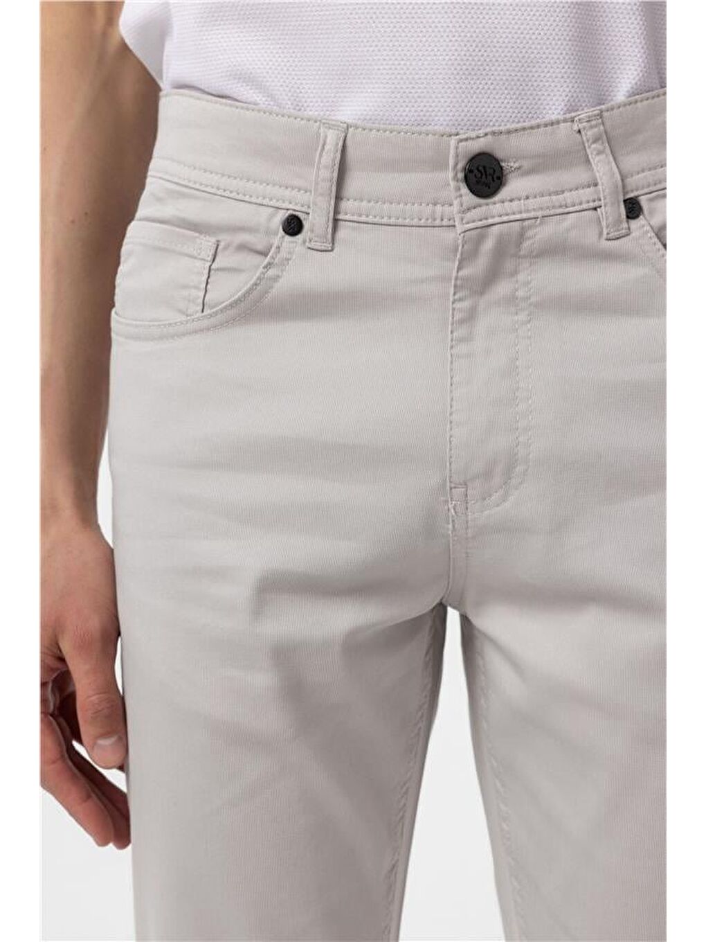 Bej Slim 5 Cep Kalıp Armürlü Pantolon-3