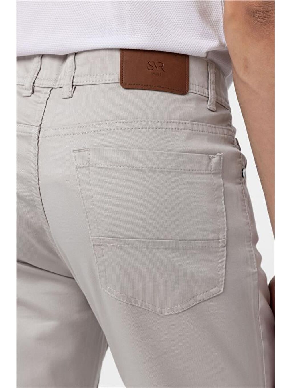 Bej Slim 5 Cep Kalıp Armürlü Pantolon-4