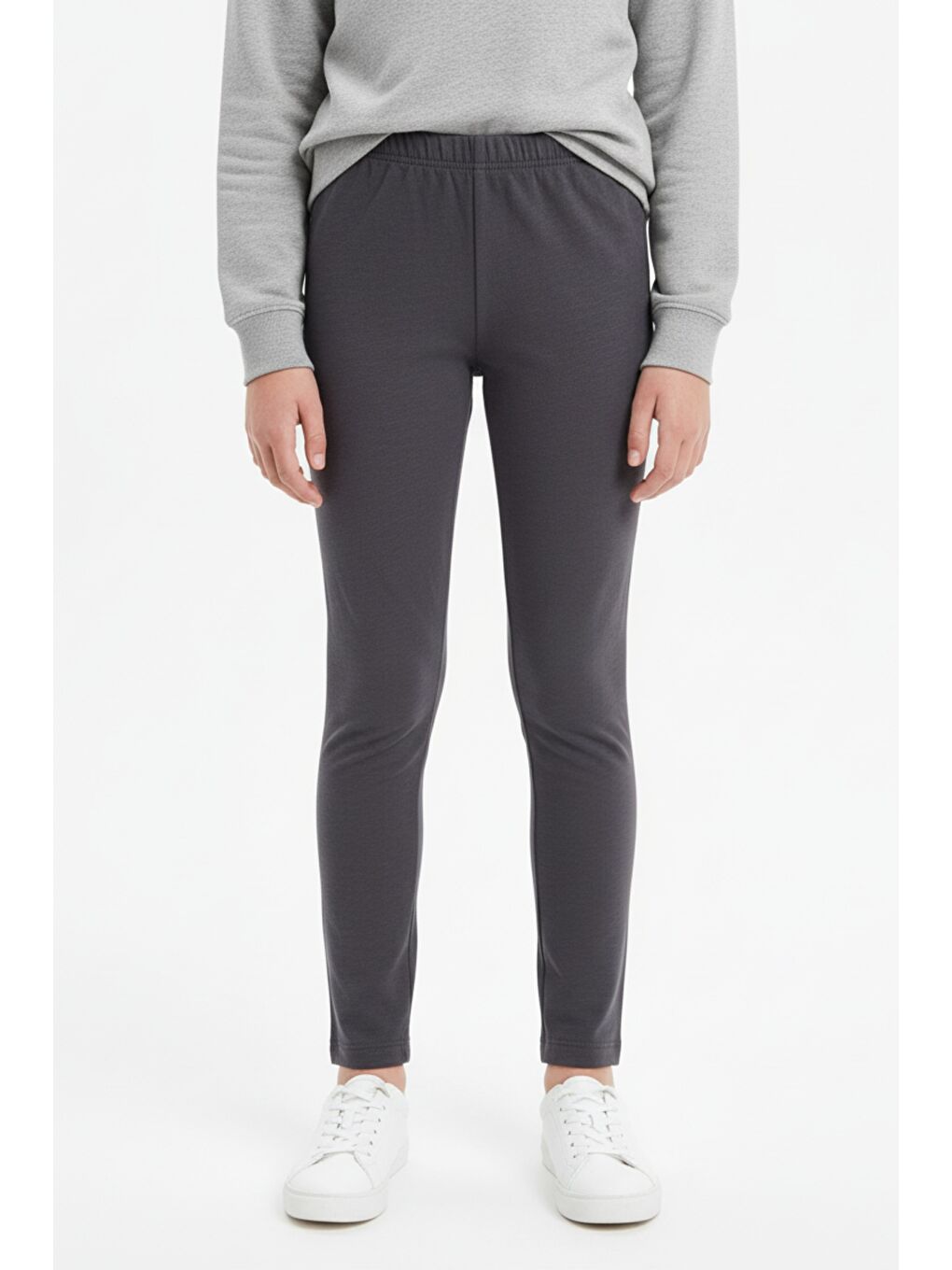 Gri Kız Çocuk Beli Lastikli Dar Parça Tayt 21141