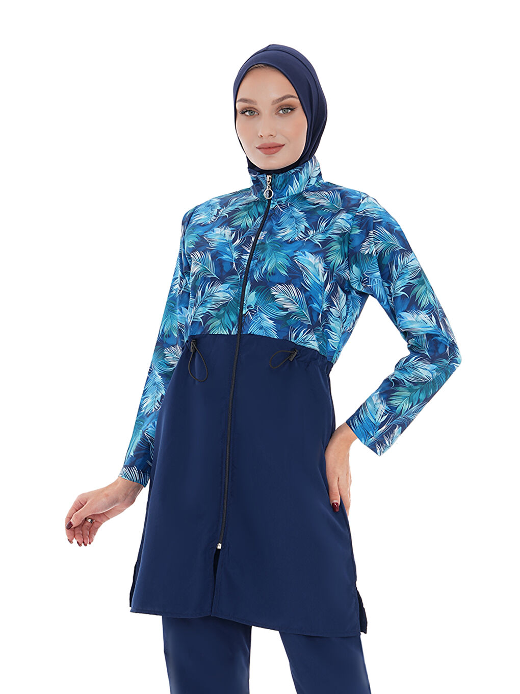 Paraşüt Tam Kapalı Tesettür Mayo Nida 2103 Mavi Tüy-2