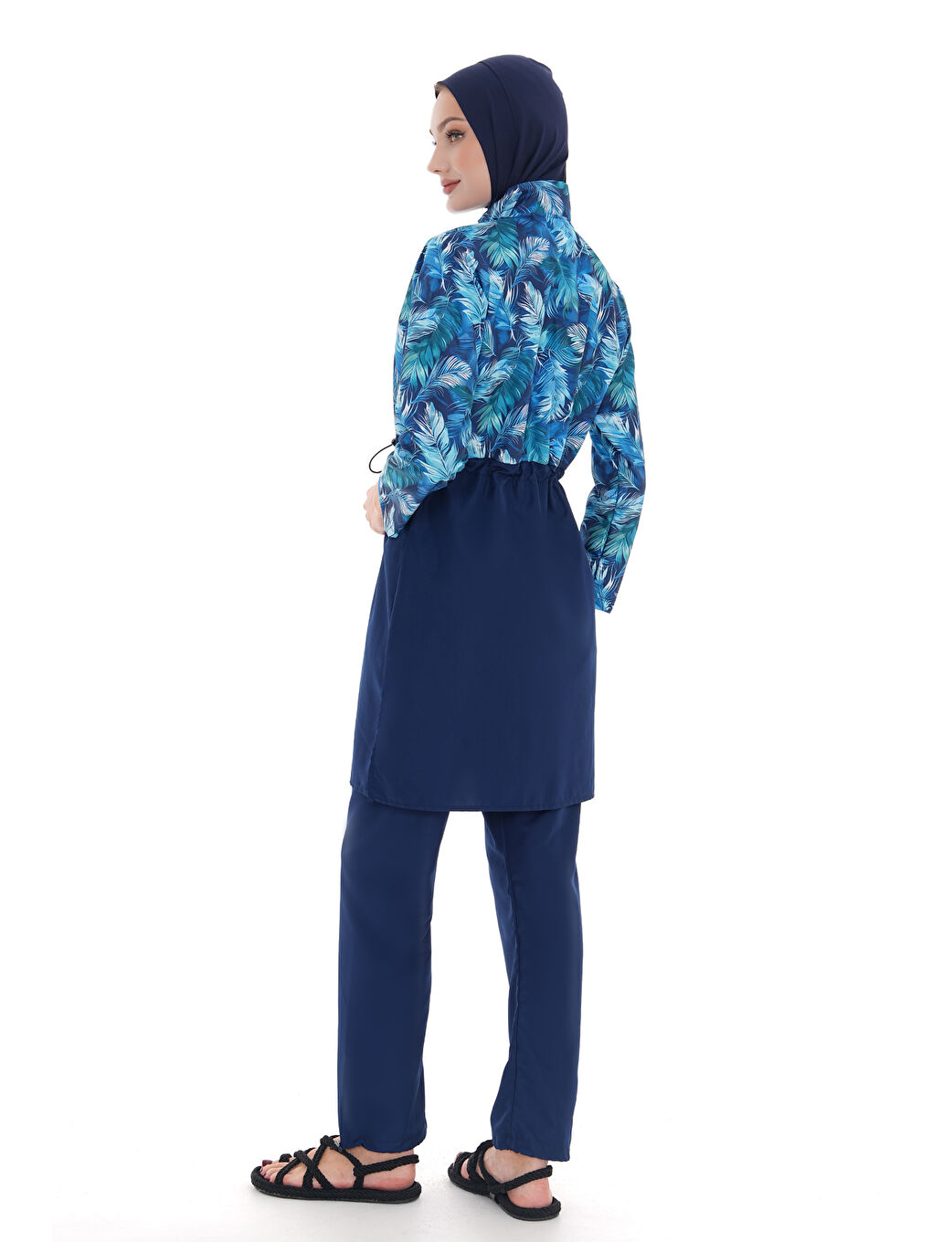 Paraşüt Tam Kapalı Tesettür Mayo Nida 2103 Mavi Tüy-3