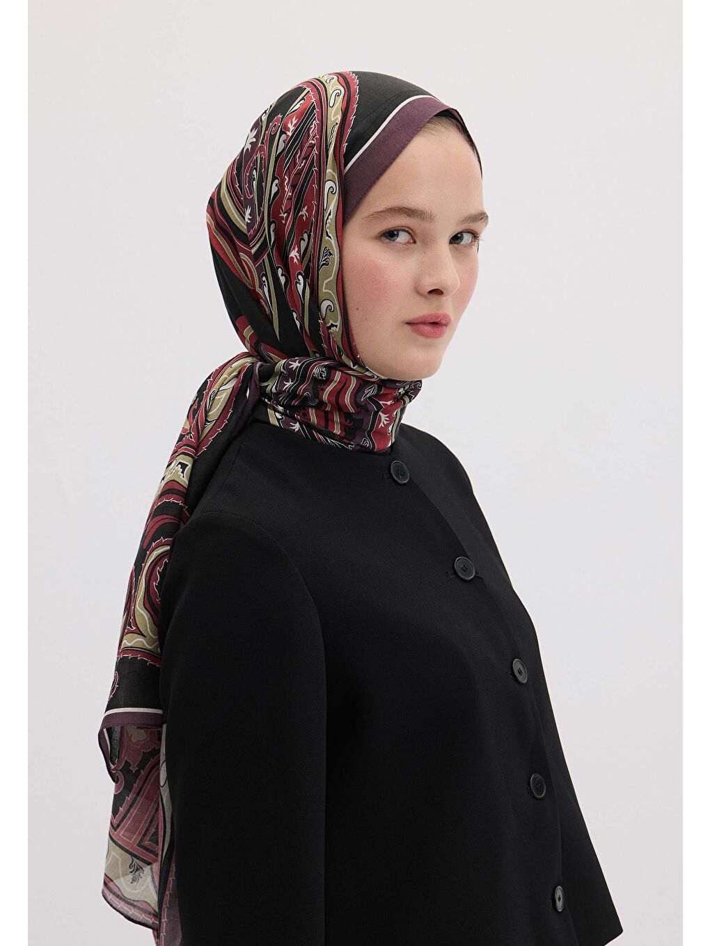 Vıntage Paısley Desen Şal Mürdüm