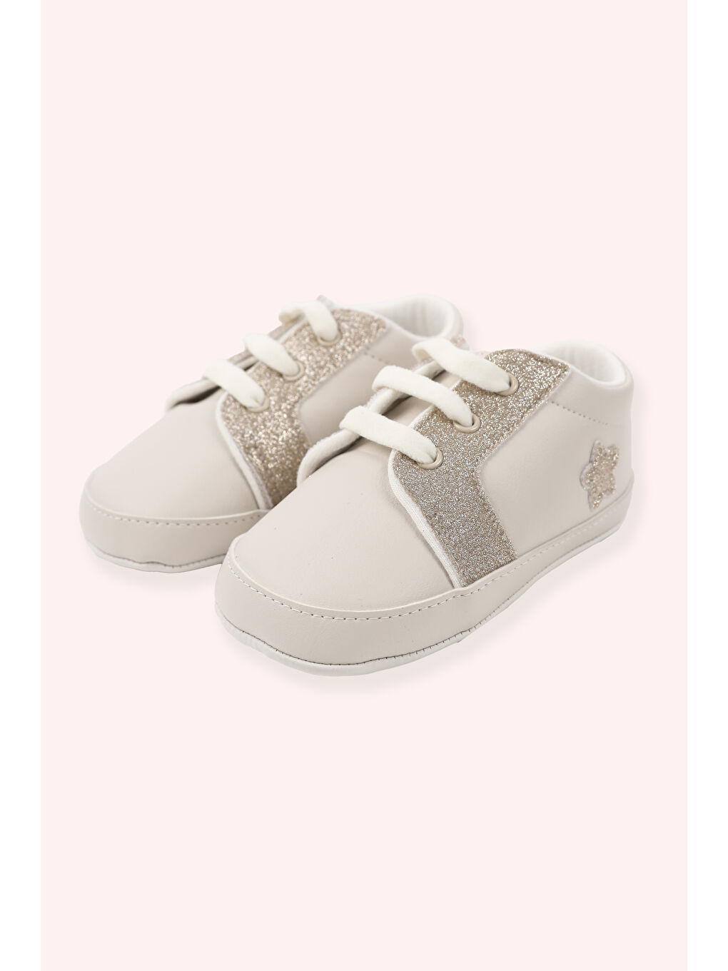 Yenidoğan Yıldız Desenli Ekru Patik-2