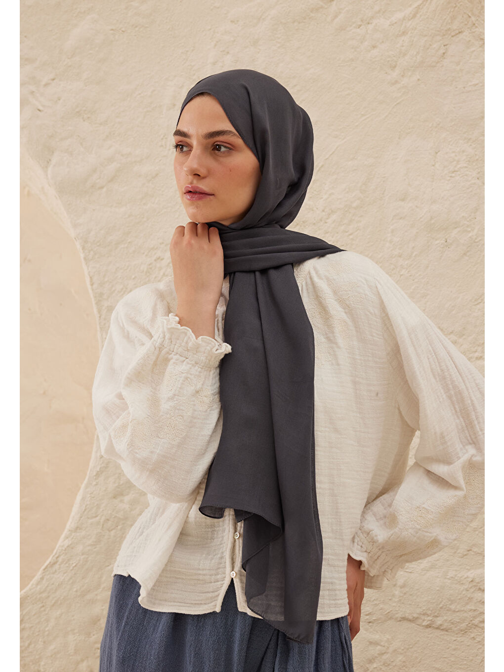 Rami Viskon Şal Mavi-Gri