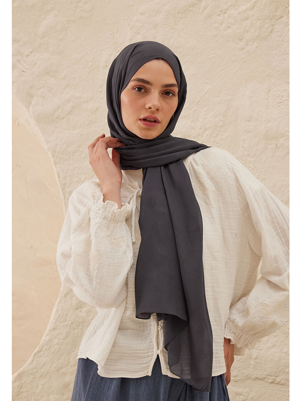 Rami Viskon Şal Mavi-Gri-2