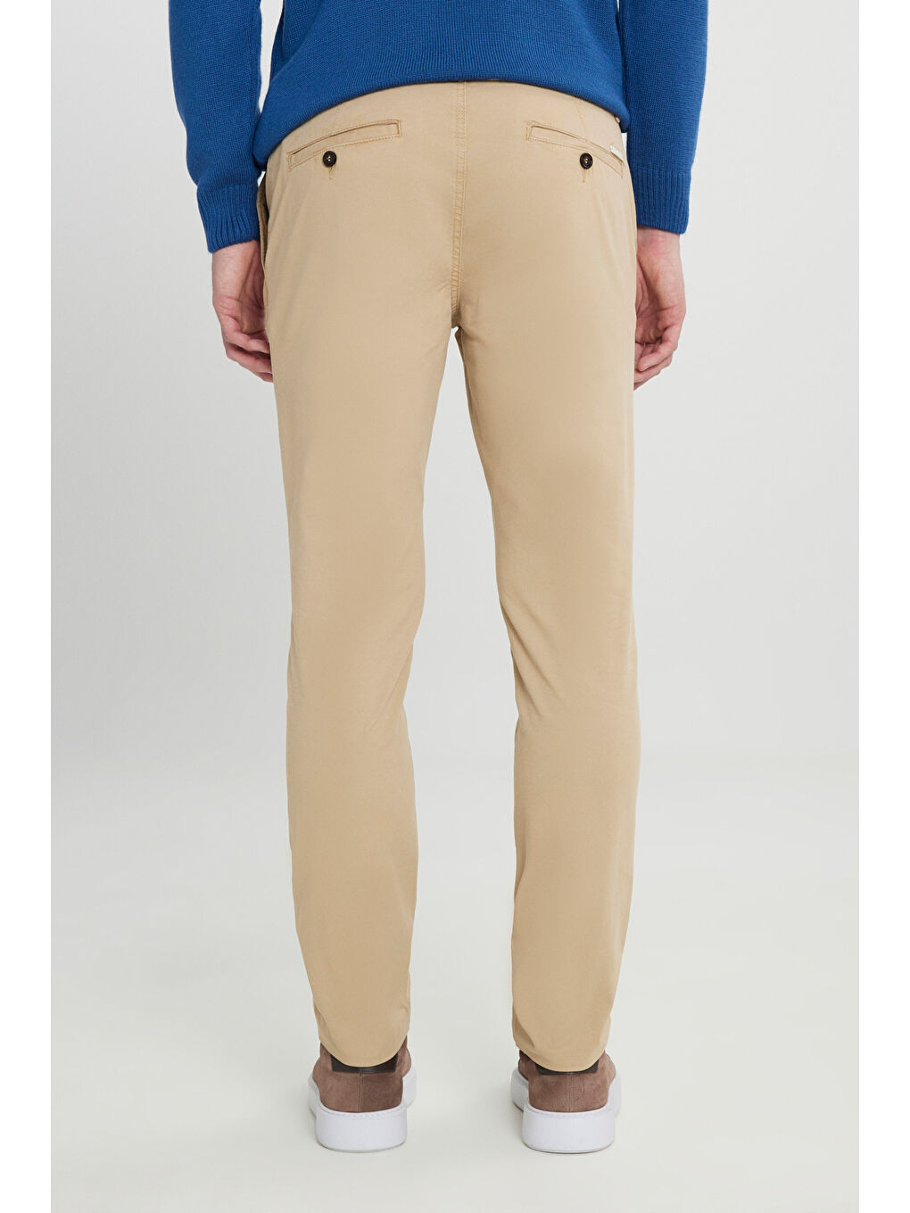 Erkek Bej Comfort Fit Rahat Kesim Pamuklu Esnek Armürlü Yan Cep Pantolon-4