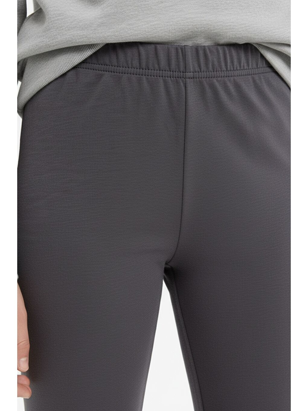 Gri Kız Çocuk Beli Lastikli Dar Parça Tayt 21141-4