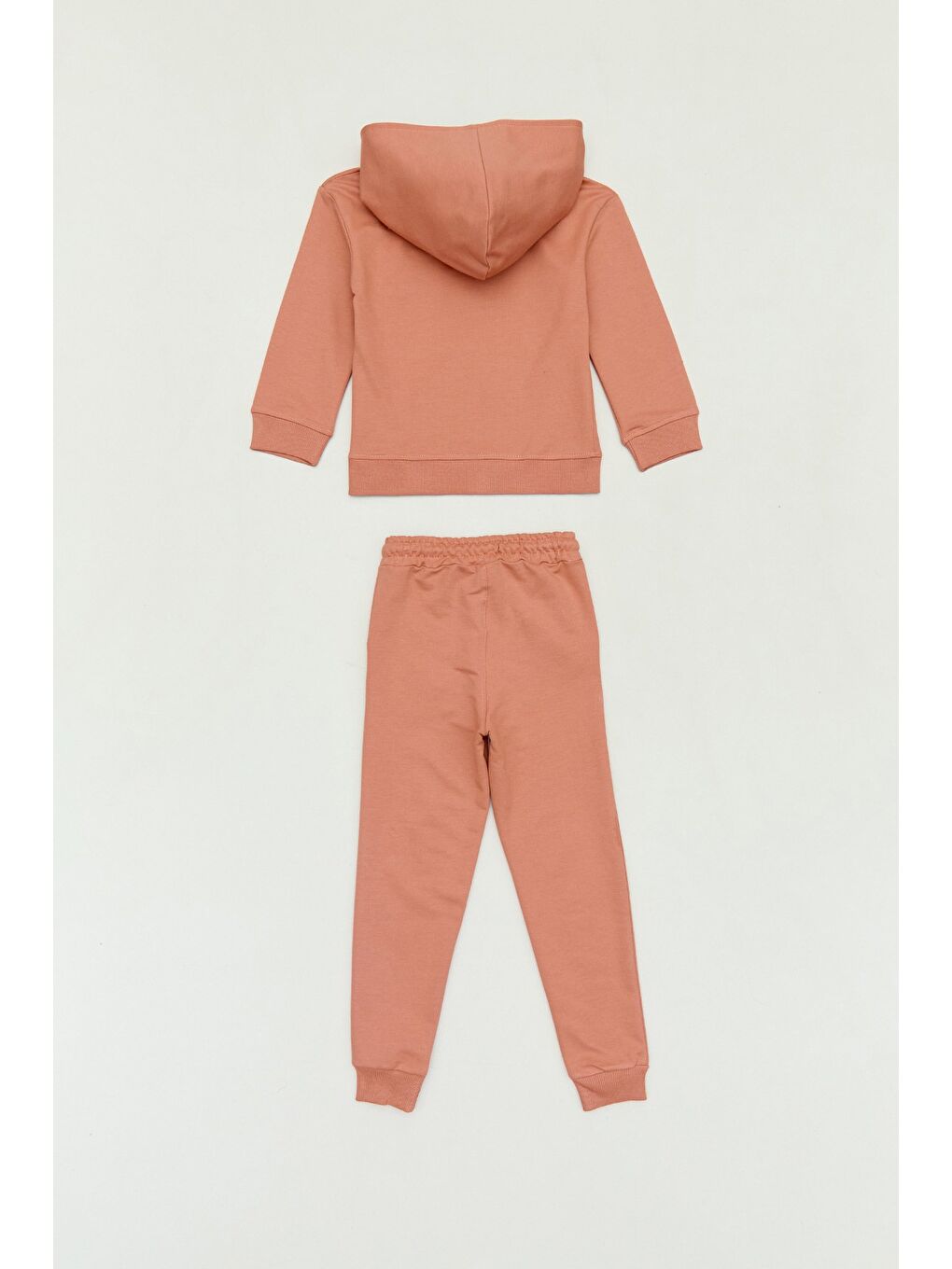 Kahverengi Papatya Baskılı Kapüşonlu 2 Li Jogger Kız Çocuk Takım-1