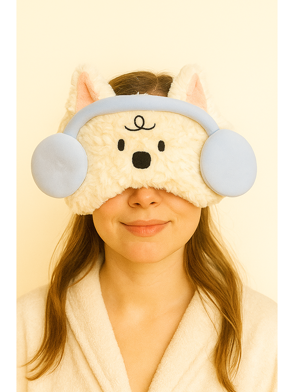 Beyaz Kulaklık Aksesuarlı Göz Uyku Bandı-1