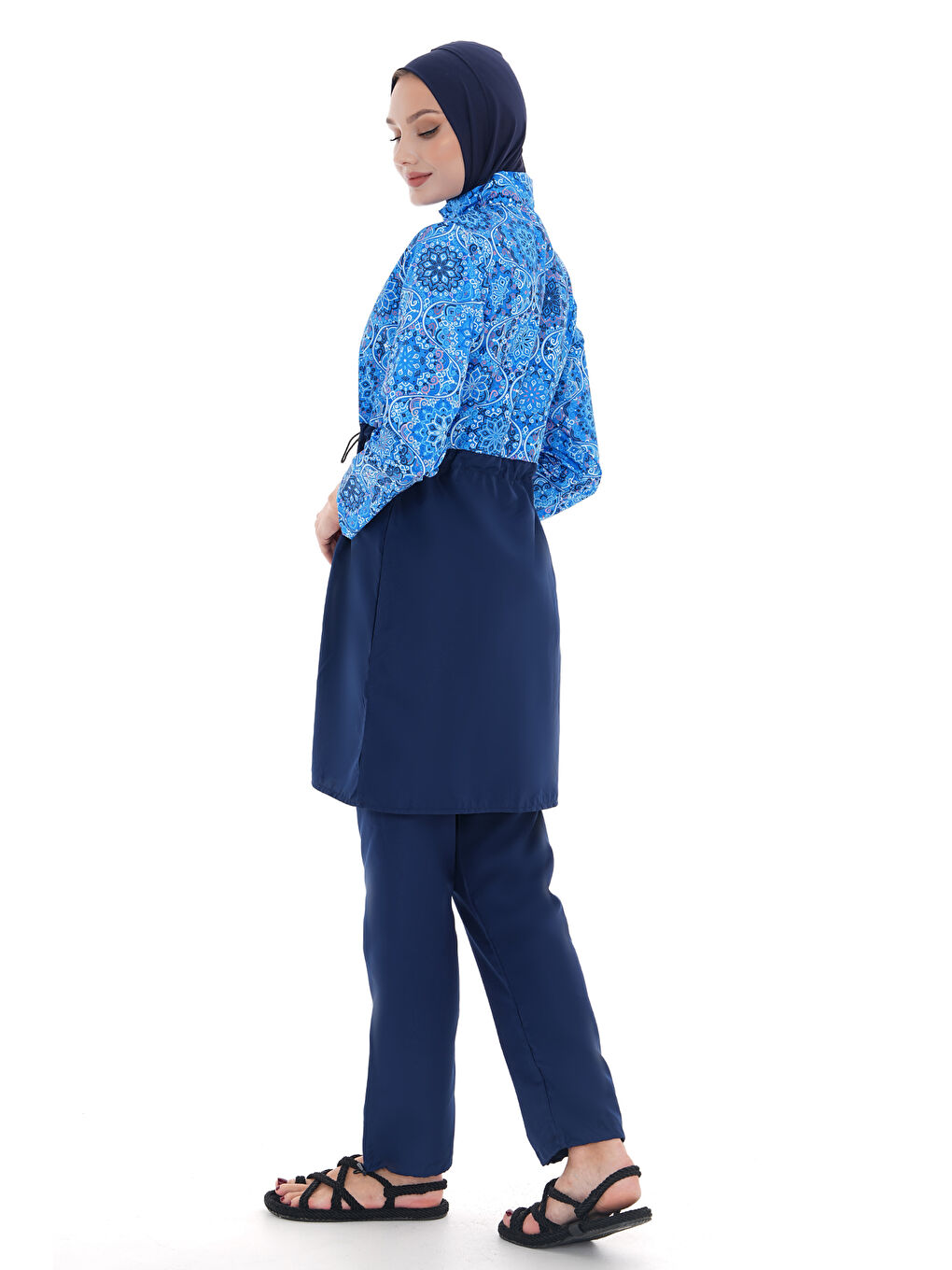 Lacivert Paraşüt Tam Kapalı Tesettür Mayo Nida 2103 Mavi Yıldız-3