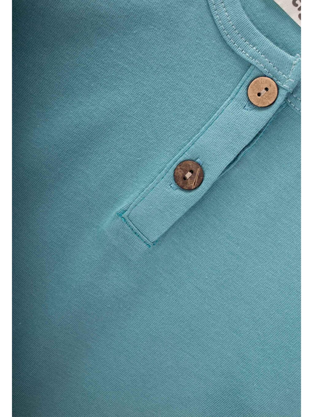 Yarım Patlı Mevsimlik T-Shırt 2-10 Yaş Turkuaz-2