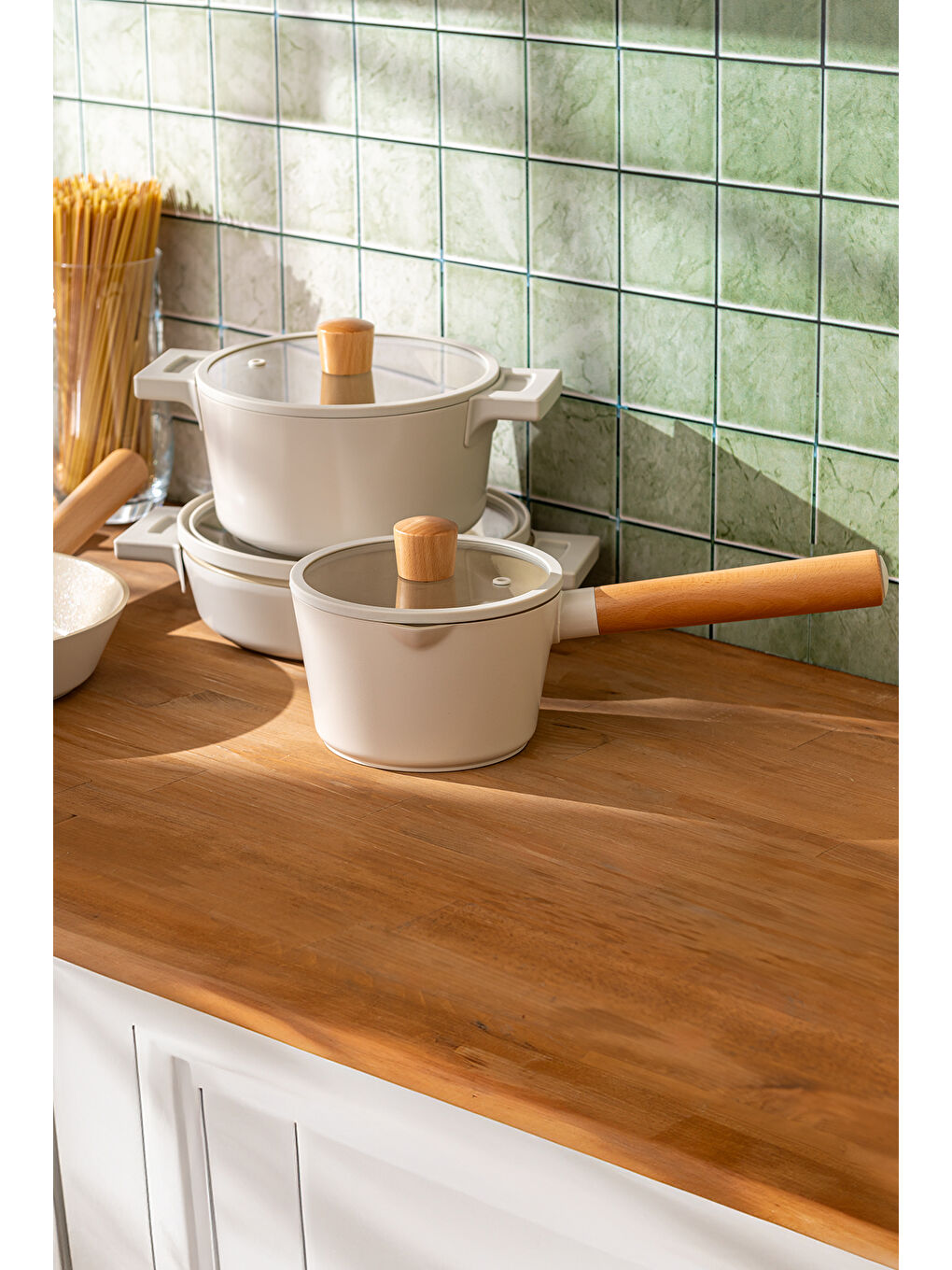 Ekru Crystal Elegant 7 Parça Tencere Seti-1