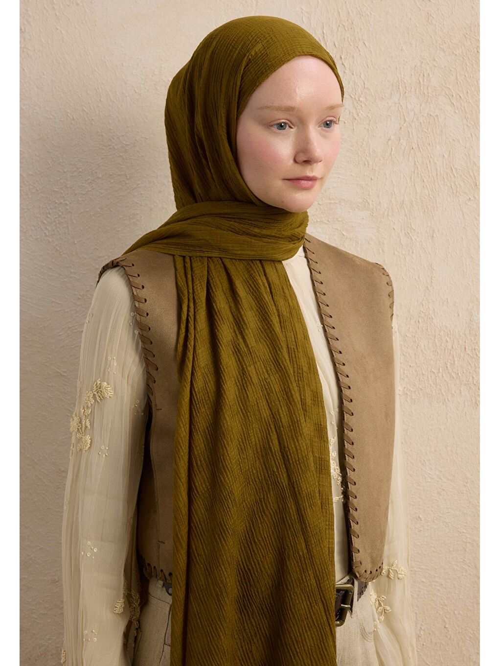 Sarı Modal Damalı Şal Sahra-1