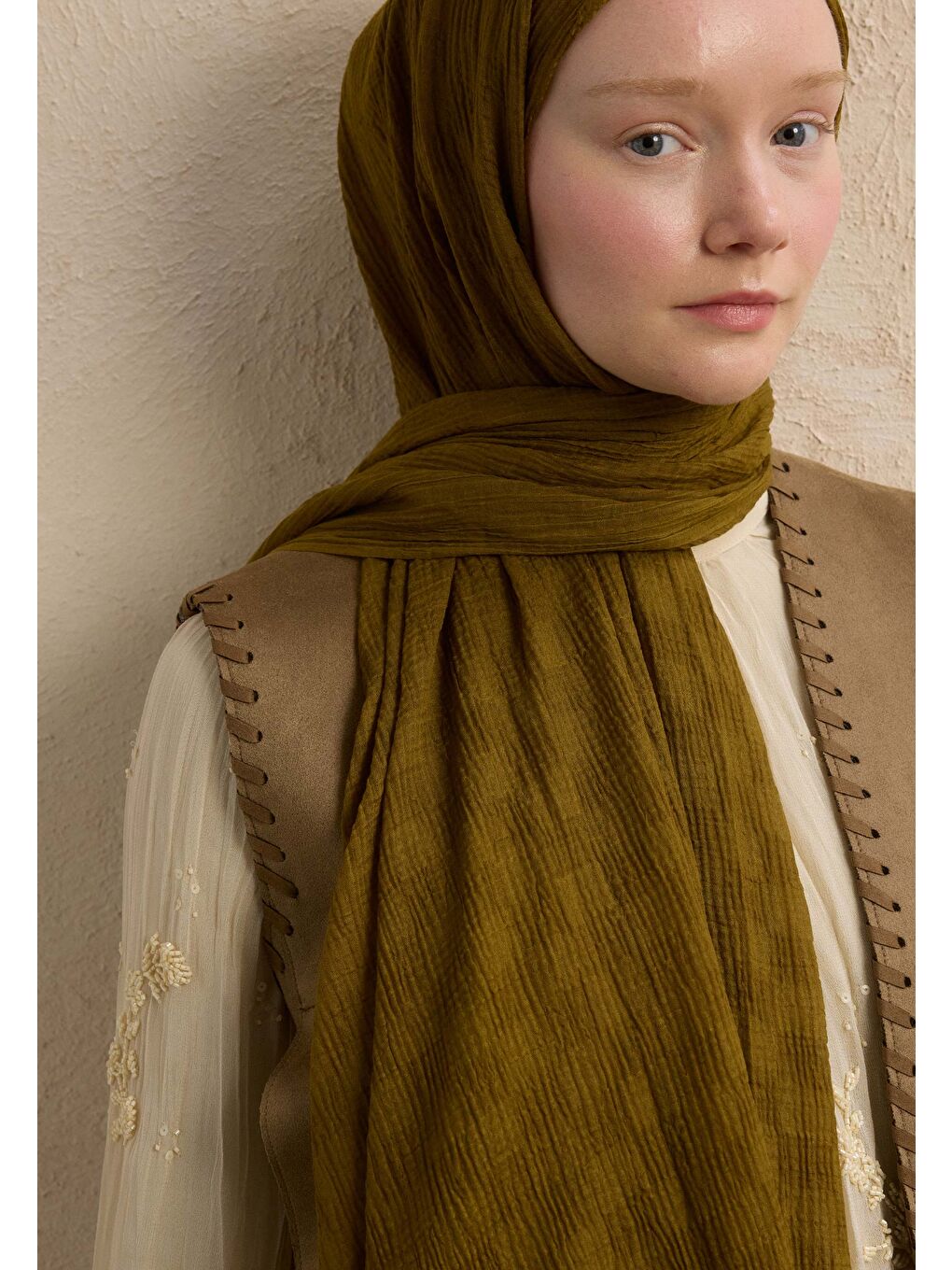 Sarı Modal Damalı Şal Sahra-3