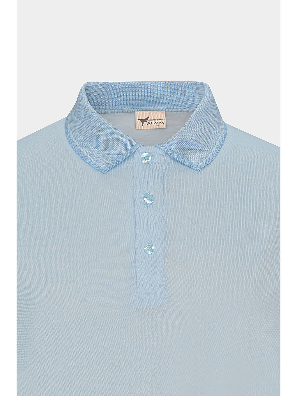 Erkek Açık Mavi Slim Fit Dar Kesim Kıvrılmaz Polo Yaka Kısa Kollu Tişört-7