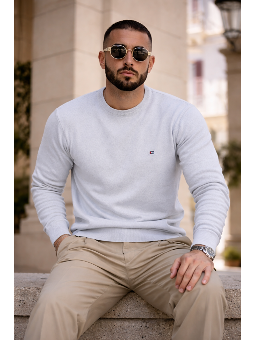 Erkek Trend Comfort Bisiklet Yaka A.Gri Triko Kazak-3