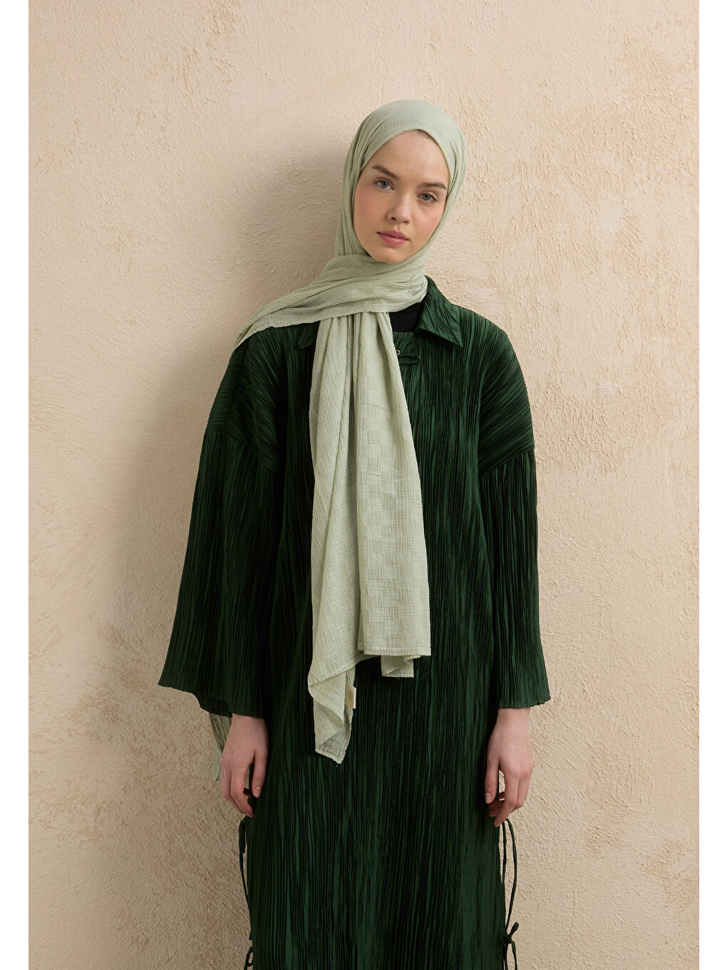 Modal Damalı Şal Pastel Yeşil-2