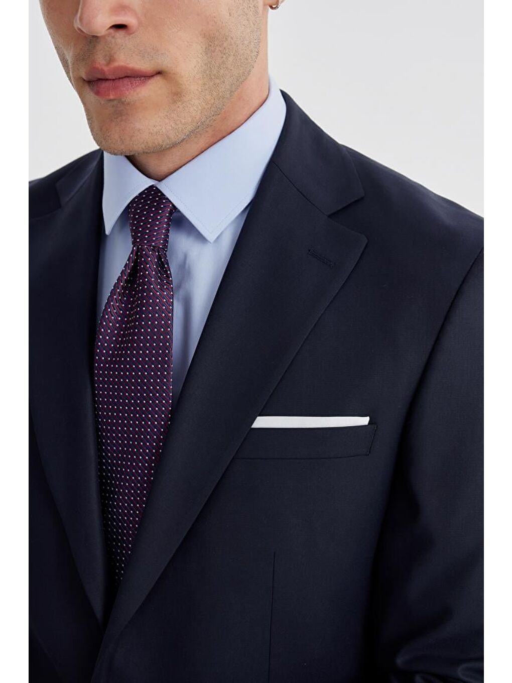 Lacivert Slim Fit Mono Yaka Çift Yırtmaç Düz Takım Elbise-3