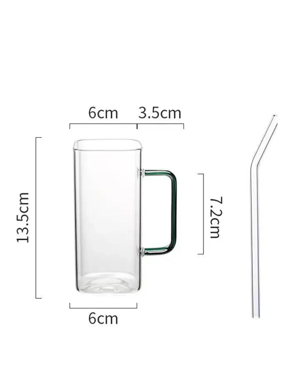 Renksiz Kare Cam Siyah Kulplu Bardak 350 ml 4 Adet-2