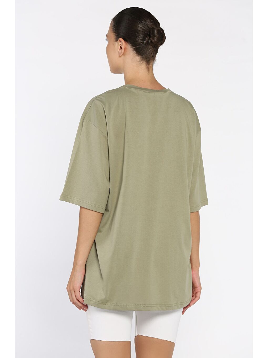 Haki Basic Salaş Kadın Tişört-2