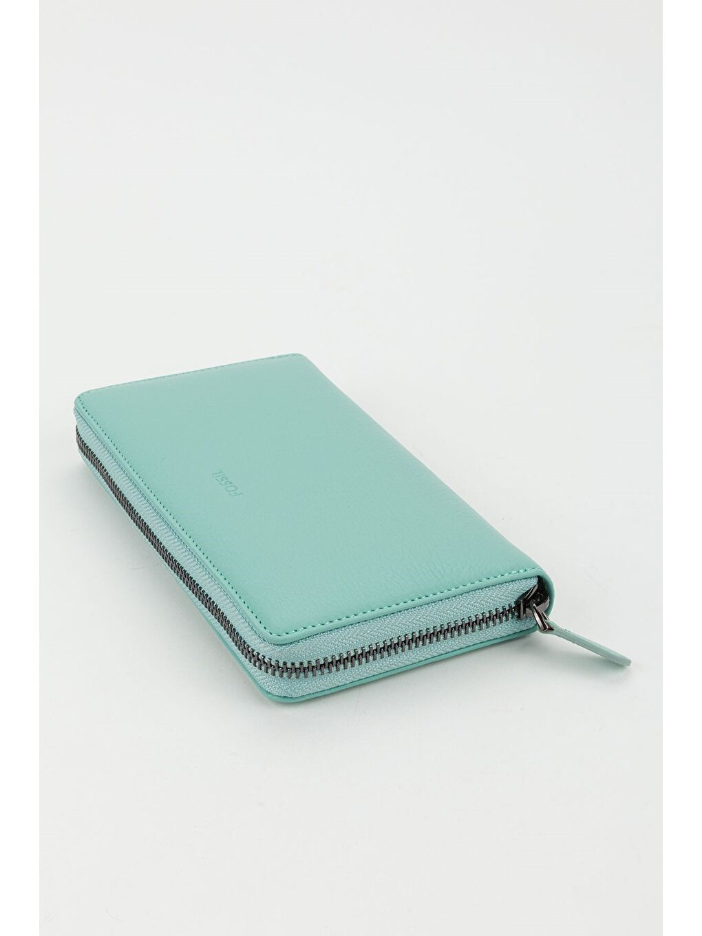 Turkuaz Kutulu Hakiki Deri Su Yeşili Fermuarlı Büyük Boy Kadın El Portföyü Kartlık Cüzdan-4