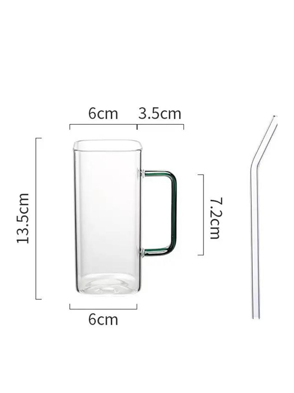 Renksiz Kare Cam Füme Kulplu Bardak 350 ml 4 Adet-2