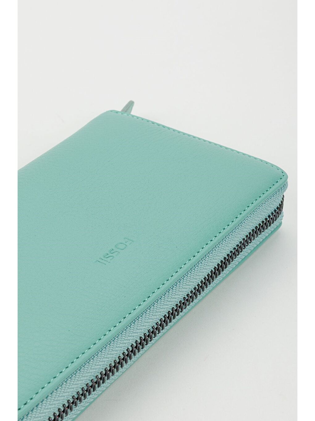 Turkuaz Kutulu Hakiki Deri Su Yeşili Fermuarlı Büyük Boy Kadın El Portföyü Kartlık Cüzdan-6