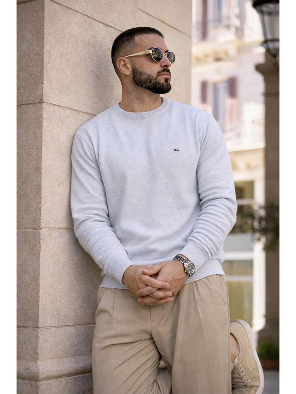 Erkek Trend Comfort Bisiklet Yaka A.Gri Triko Kazak-5