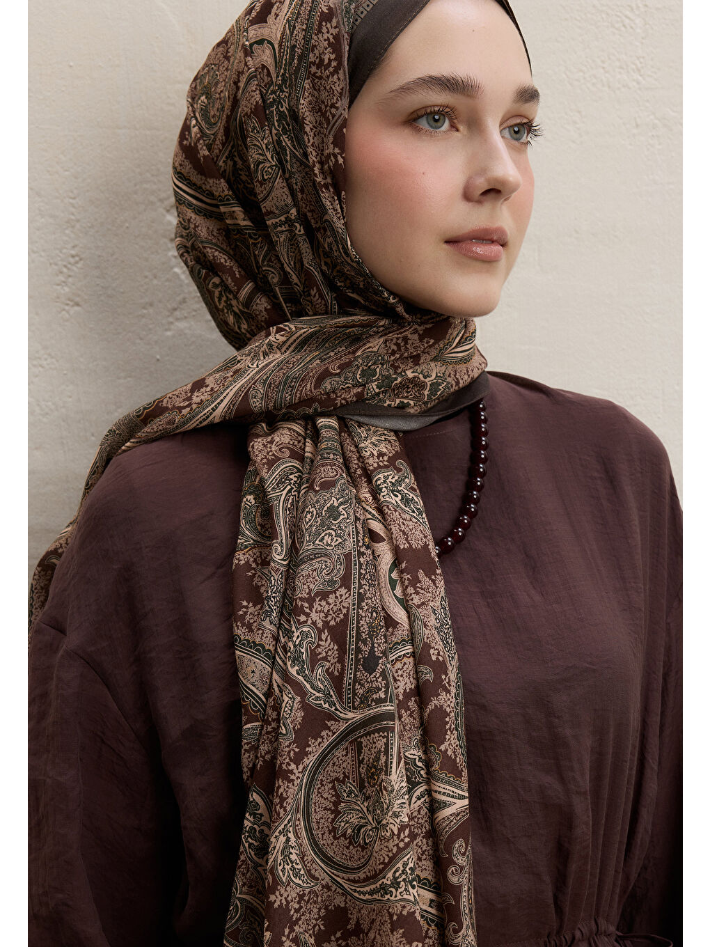 Kahverengi Dark Bohemıan Desen Şal Kahve-1
