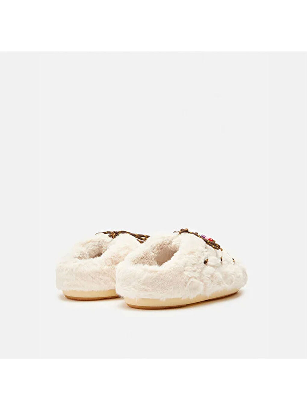 Bej Kadın Terlik 80D1460250-L002 Mule Faux Fur Beads Cream-1