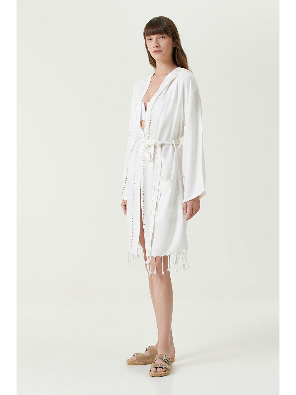 Serene Plaj Elbisesi - Mercan Örgü Ajur-2