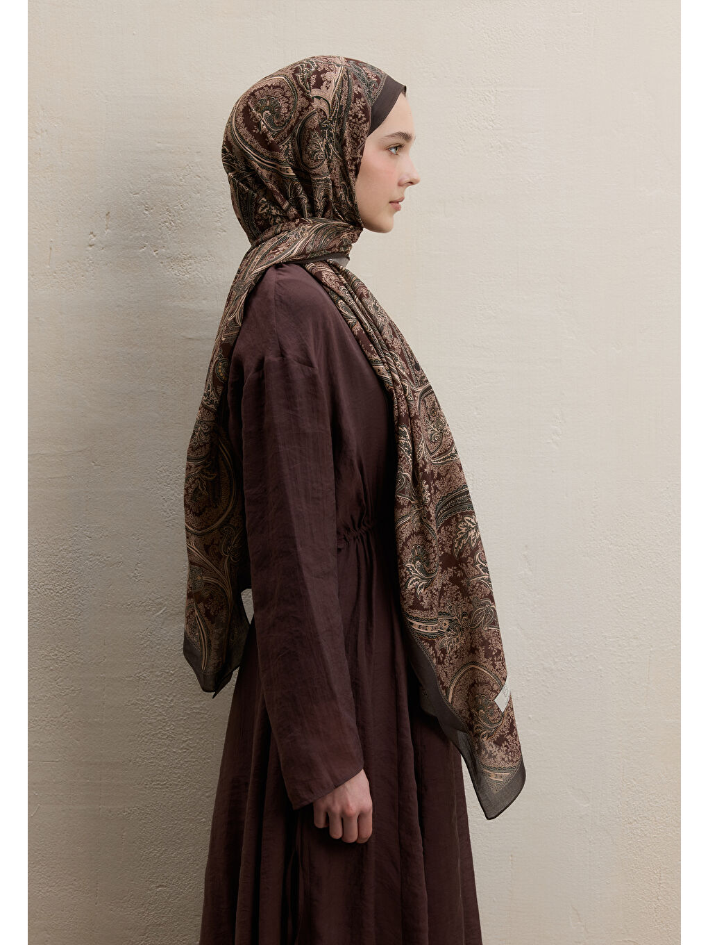 Kahverengi Dark Bohemıan Desen Şal Kahve-3