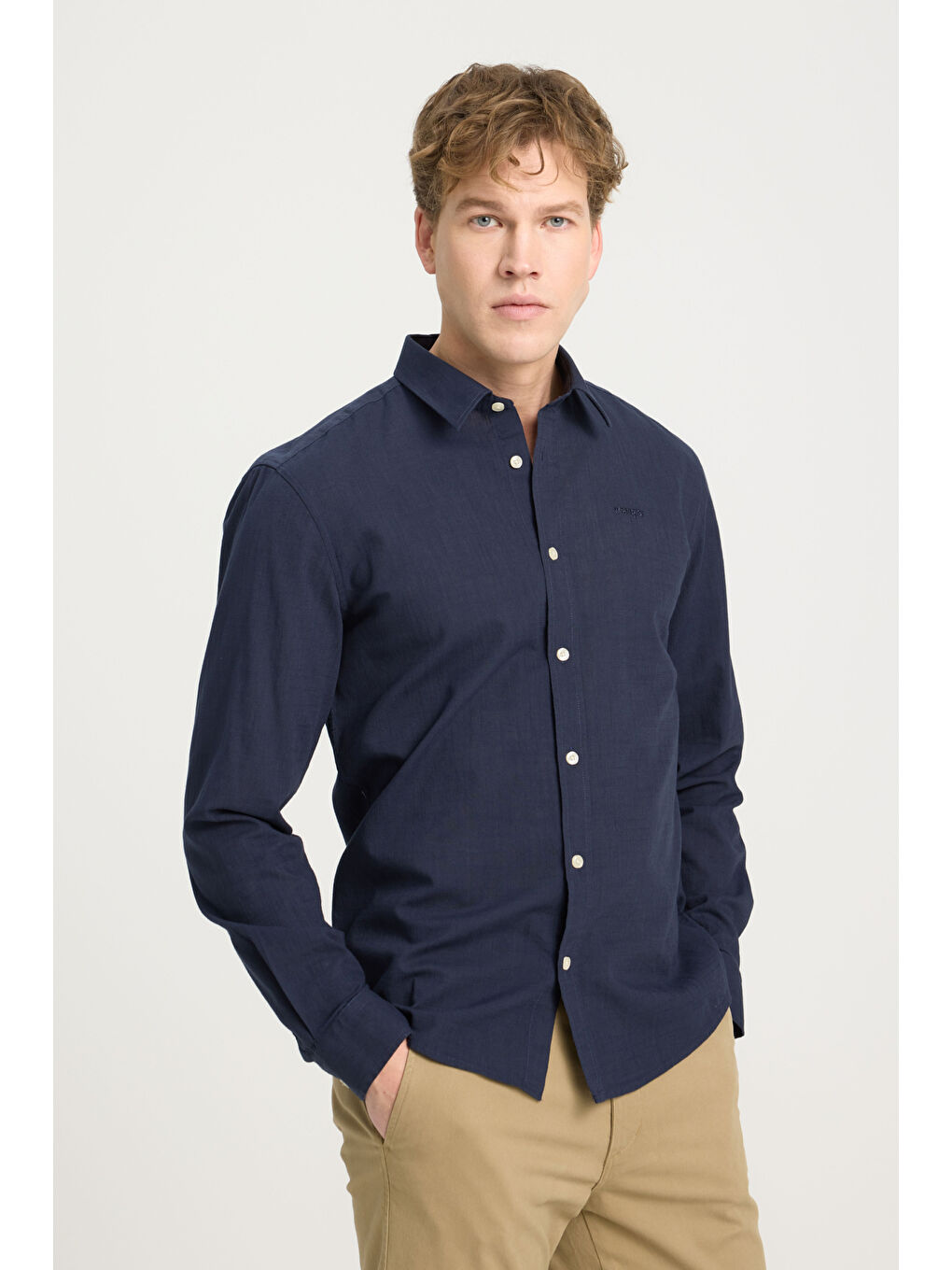 Lacivert Regular Fit Normal Kesim Uzun Kollu Gömlek