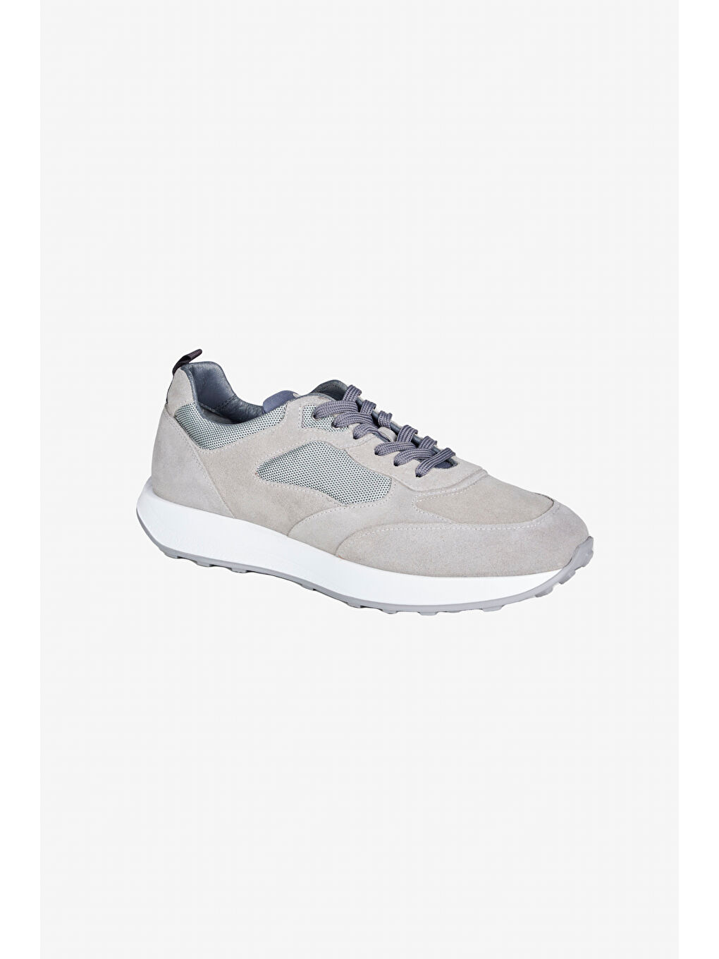 Erkek Gri %100 Deri Sneaker Spor Ayakkabı-1