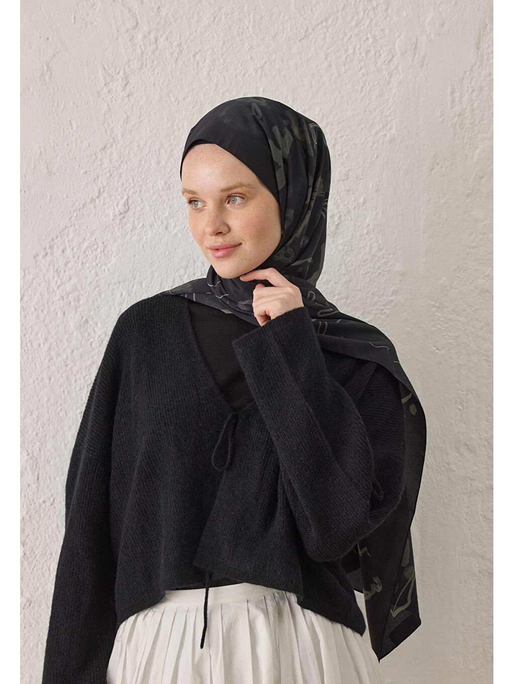 Aura Desen Şal Siyah-2