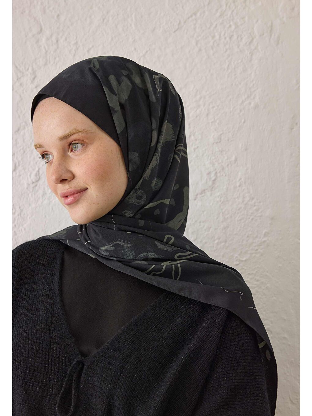 Aura Desen Şal Siyah-3