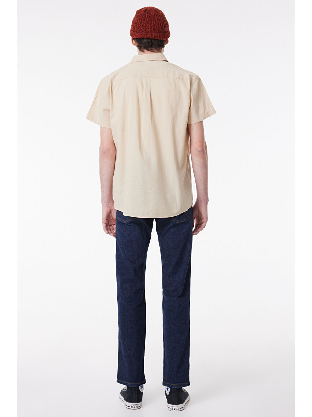 Bej Regular Fit Normal Kesim Kısa Kollu Gömlek-2