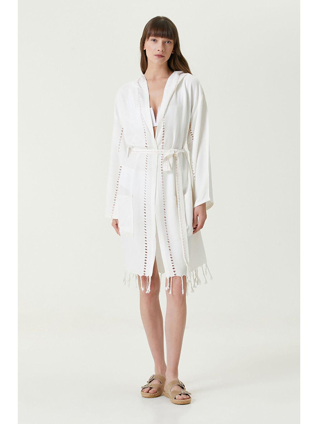 Serene Plaj Elbisesi - Mercan Örgü Ajur-6