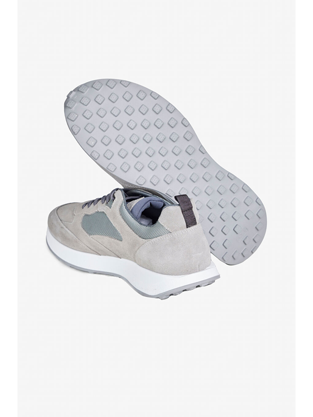 Erkek Gri %100 Deri Sneaker Spor Ayakkabı-3
